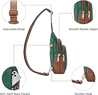 Vista 38 de Telena Riñonera pequeña para mujer, de cuero, cangureras, bolsa de pecho para mujer 3-camel marrón