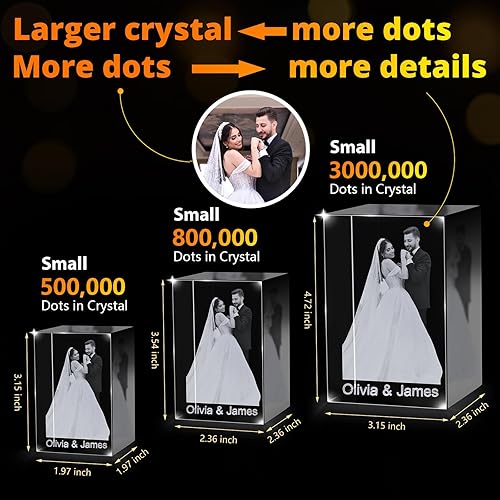 Miniatura 5 de Nameinhea Foto personalizada en cristal 3D con texto, marcos de fotos de cristal personalizables, regalo personalizado con tu propia foto,