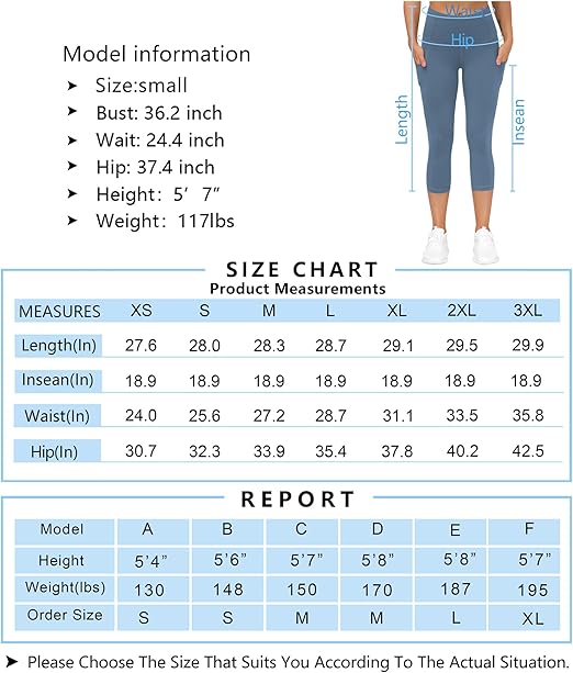 Size Chart Of THE GYM PEOPLE Thick High Waist Yoga Pants with Pockets (2023), Leggings for Women with Tummy Control, Best For Workout, Running, Yoga - Thick Yoga Pants