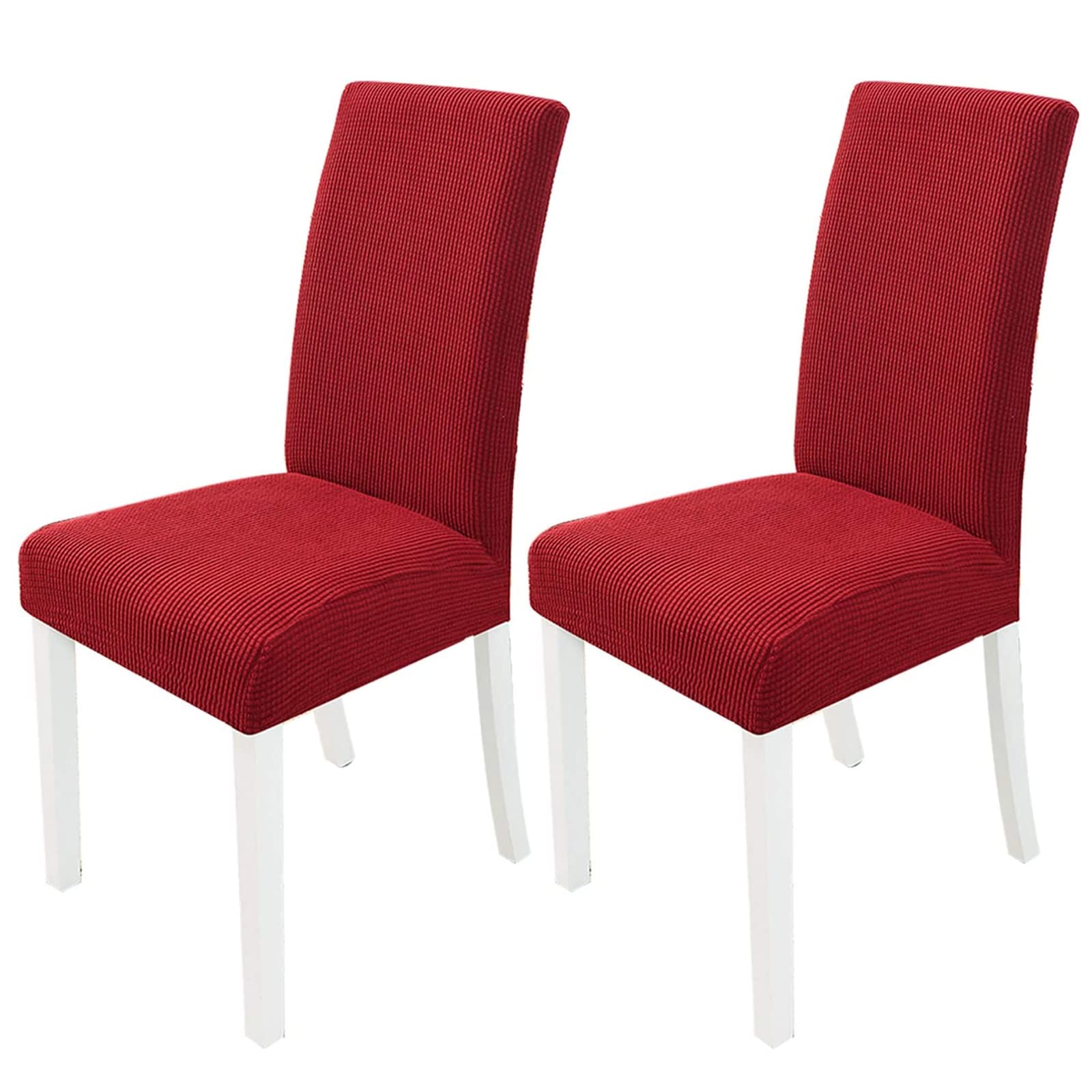 PETCUTE Chair covers stretch dining chair covers spandex chair slipcovers Wine red Set of 2
