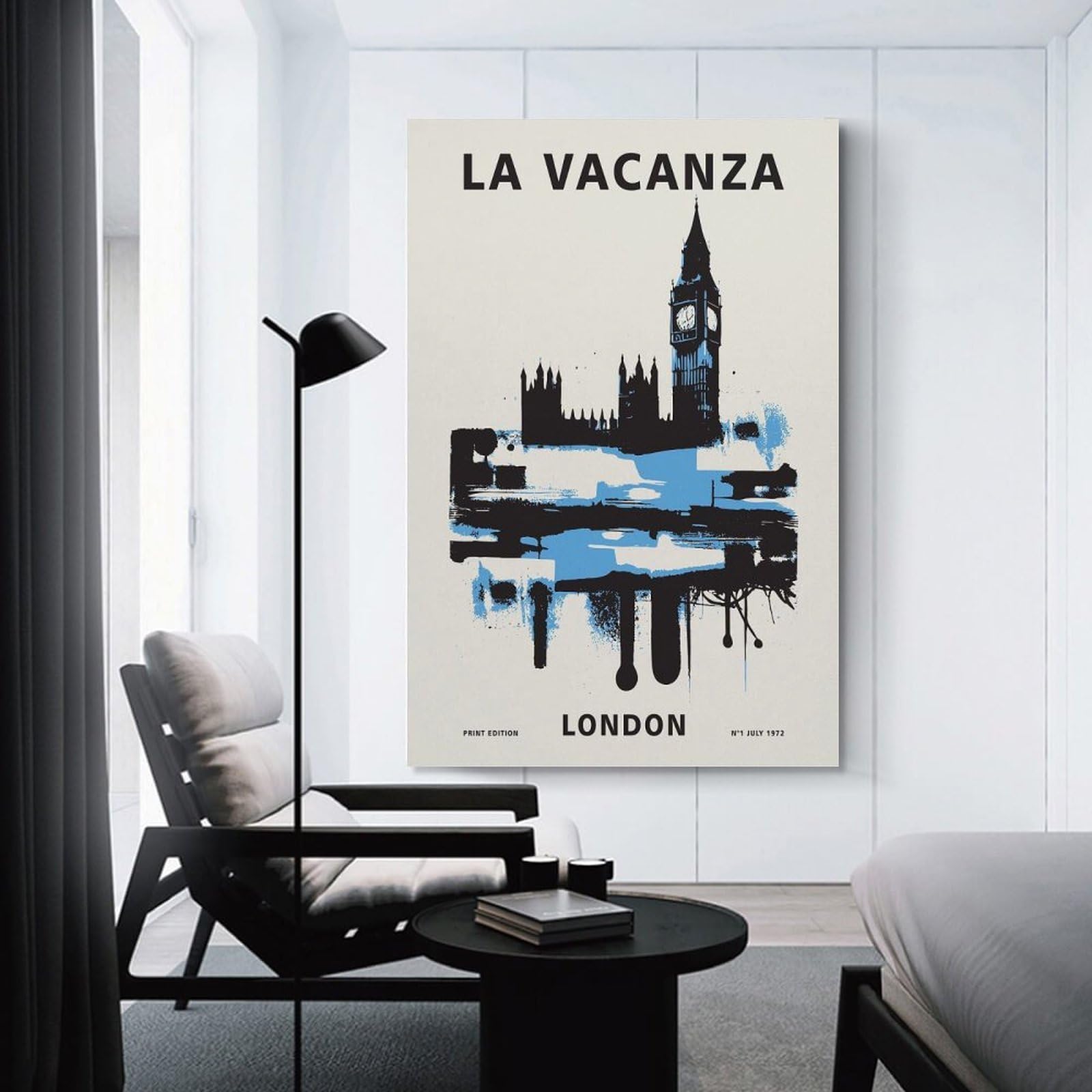 Junmoney Room Decor Wall Art London England Travel Art, 20x30inch(50x75cm), for Office Decor, Home Working Or Creative Rooms, An Interior Accent for Desk Areas