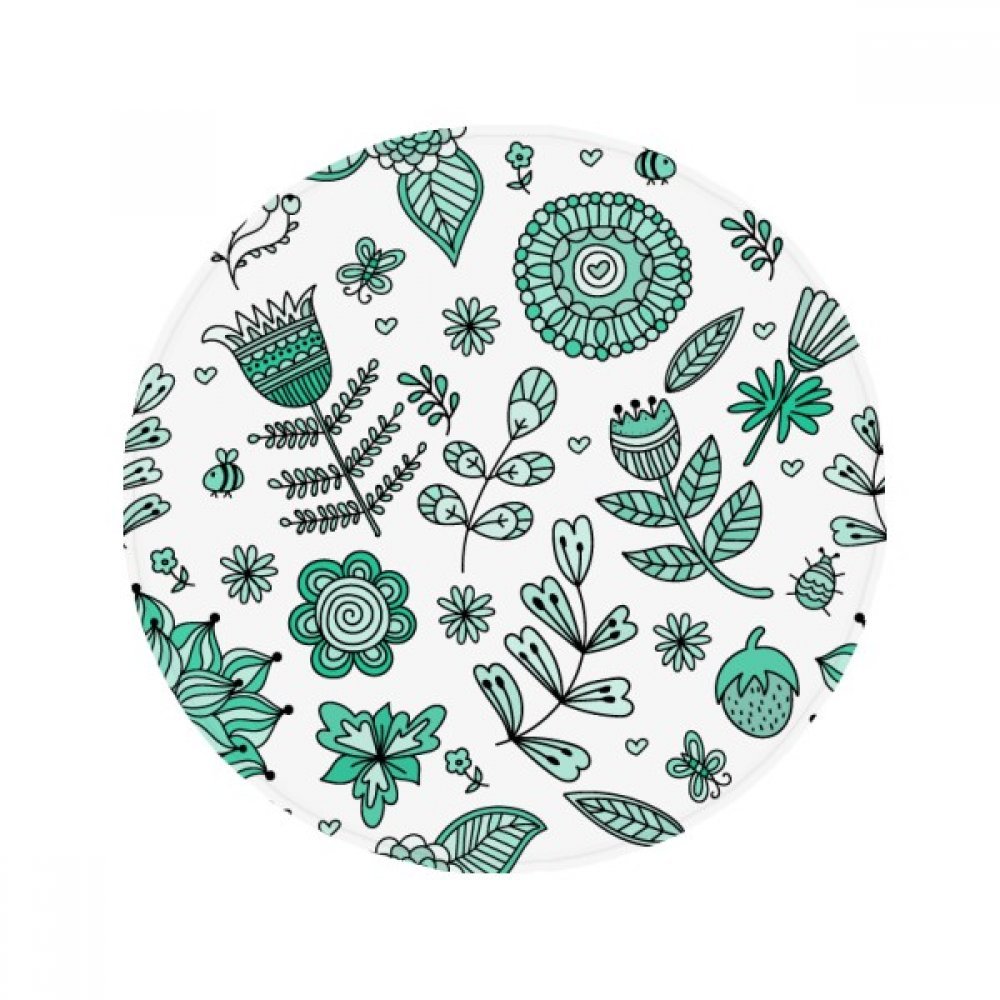 Tapis de bain rond antidérapant fleurs feuilles vertes pour sécuriser sol de cuisine