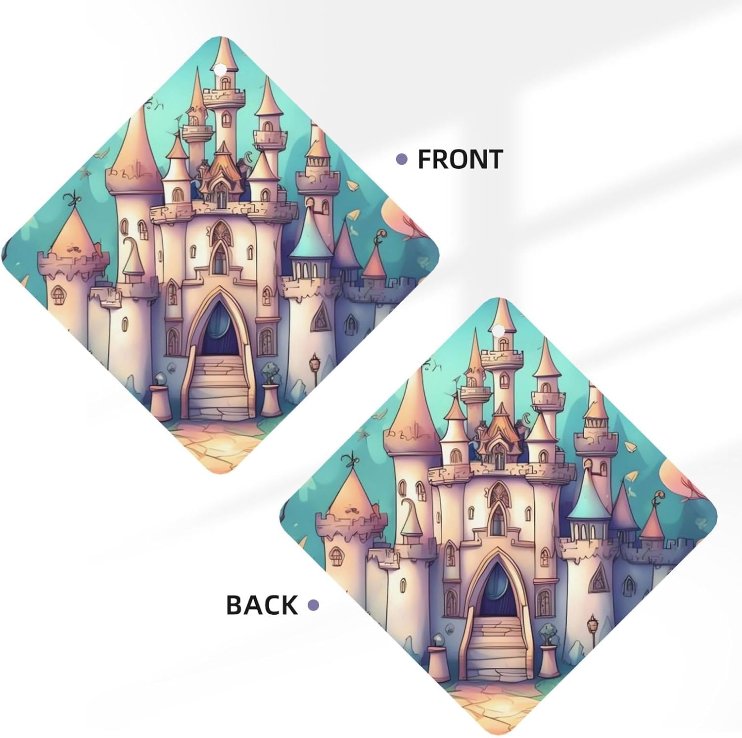 Car Air Fresheners 4 Pcs Hanging Air Freshener for Car Hanging Scented Cards for Car Classical castle Aromatherapy Tablets Hanging Fragrance Scented Cards for Car Rearview Mirror image 4