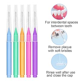 EasyHonor Braces Brush for Cleaner Interdental Brush Toothpick Dental Tooth Flossing Head Oral Dental Hygiene Flosser Toothpick Cleaners Tooth Cleaning Tool (5Colors,50pcs)