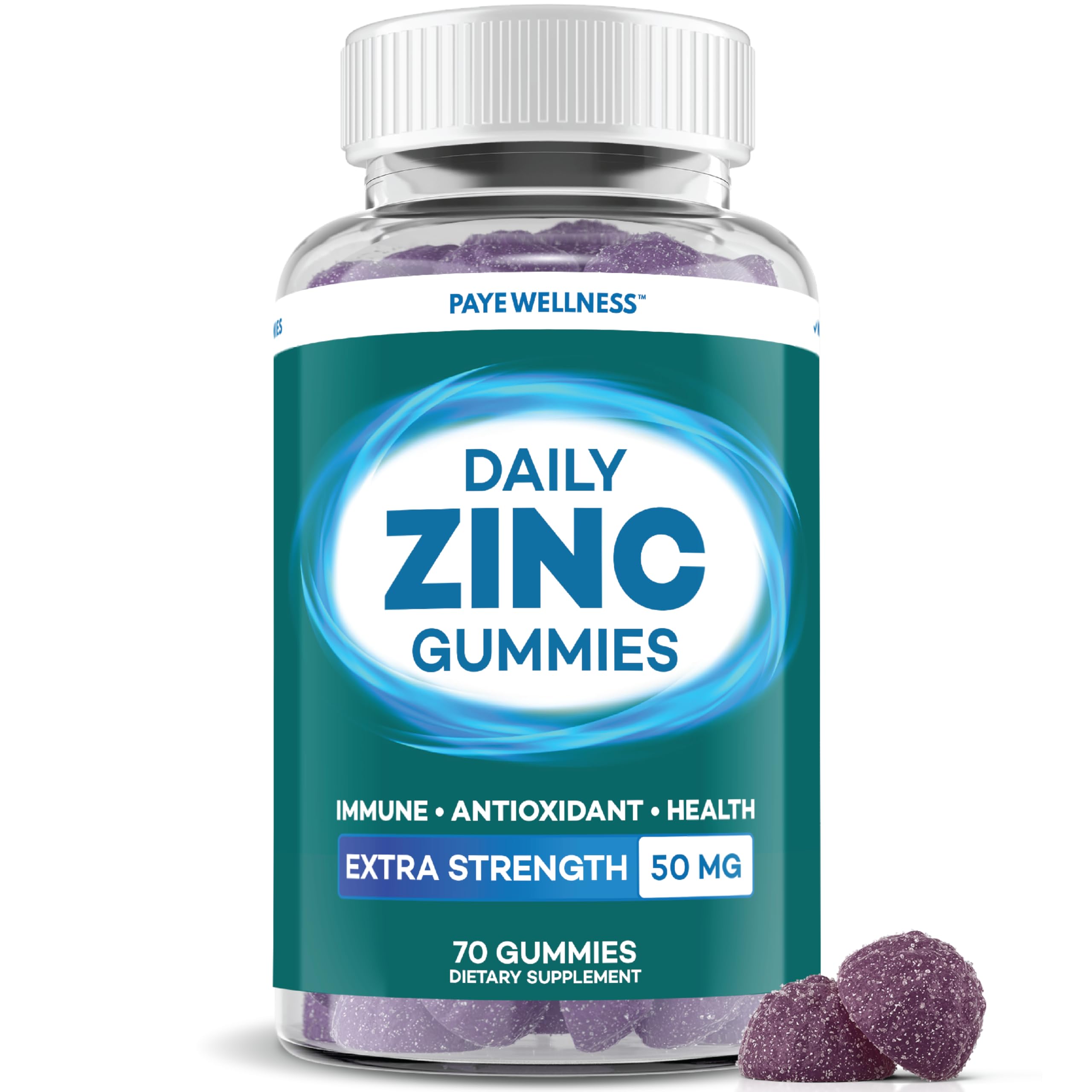 Zinc Gummies 50 mg, Daily Support, Immune System*, Enzyme Functions*, Natural Energy* - 70 Gummies, 35 Day Supply (1-Pack) 70 Count (Pack of 1)