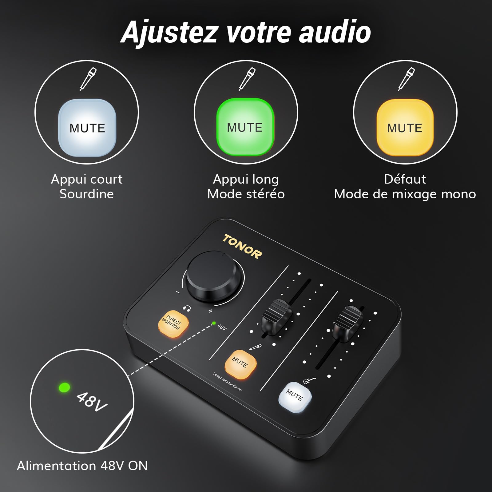 TONOR Ensemble D'équipements de Podcast, Mixeur Audio avec Micro Dynamique ou Perche, Microphone XLR avec Interface Audio de Studio, Pack tout-en-un pour Podcasting, Streaming, Enregistrement POD-1