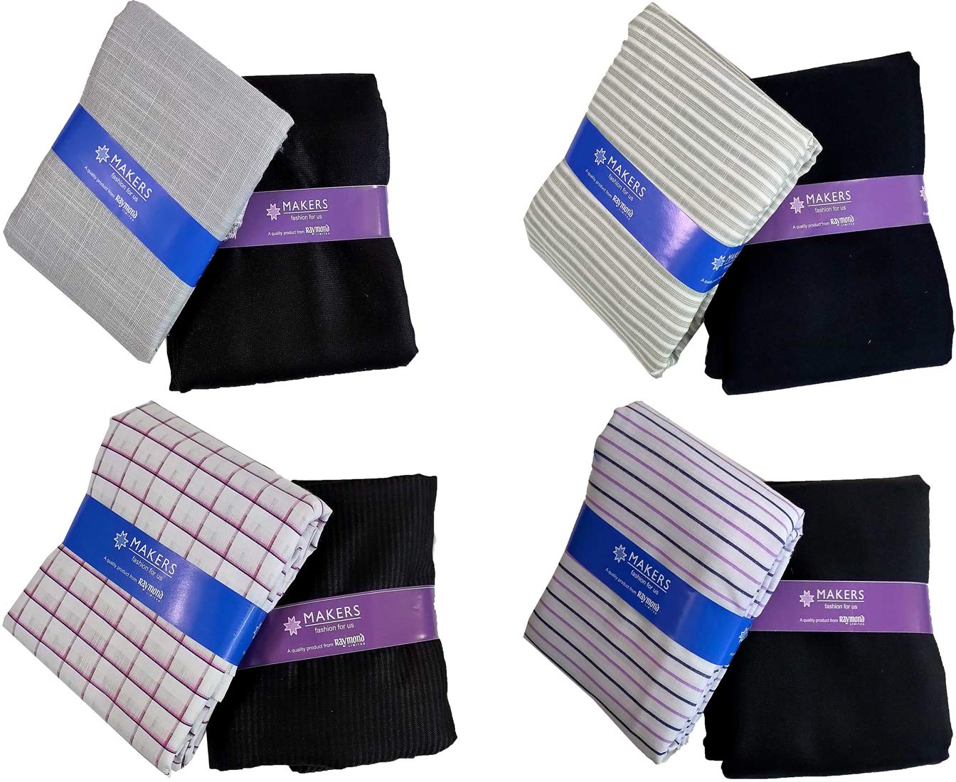 Fabrics Makers Men's Combo of Unstitched Poly Cotton Plain Shirt and Trouser Fabric Set - Gift Pack (Multicolour_Free Size) Set of 4-image-17