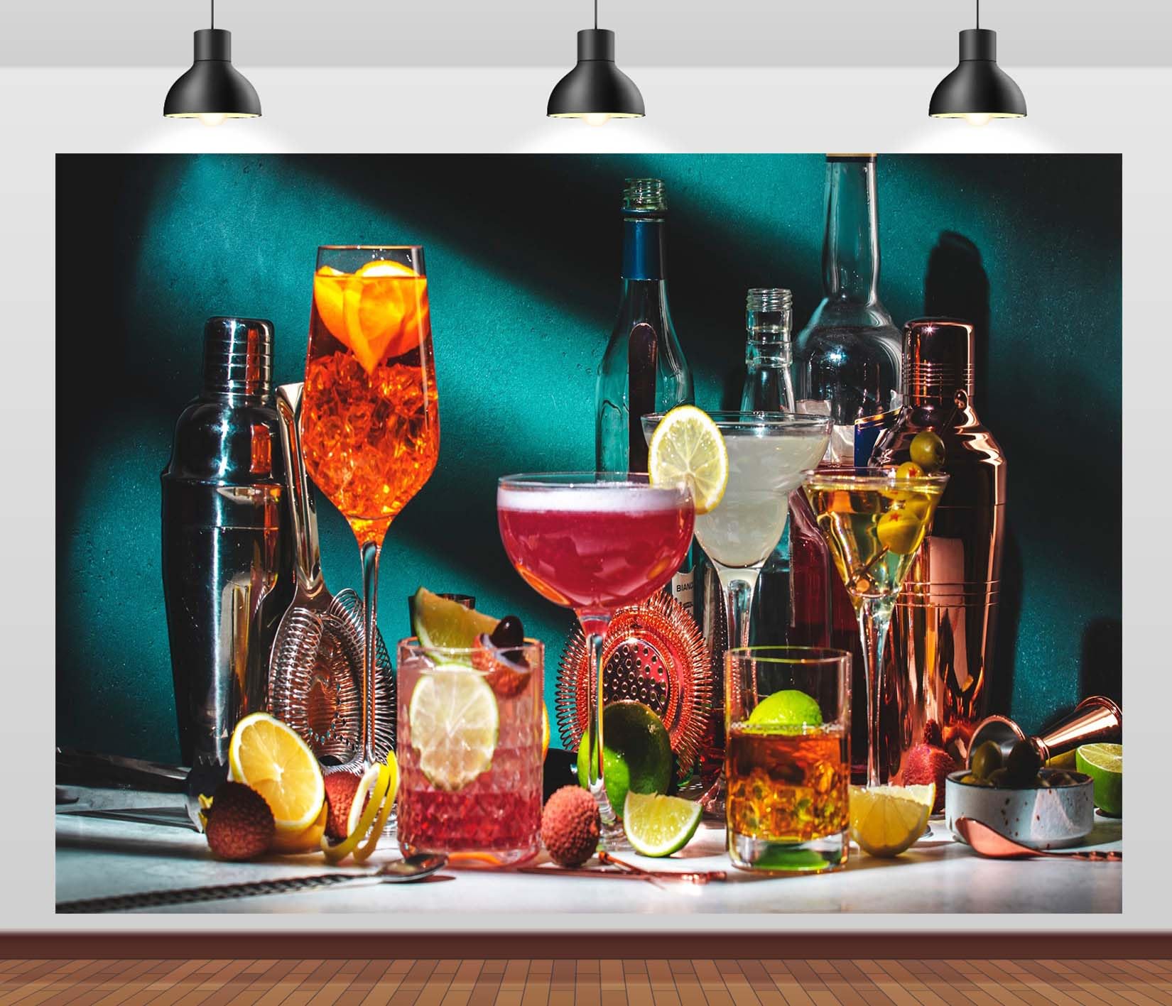 15x8FT (4,6x2,5m) Esposizione Di Cocktail E Bevande Sfondo Fotografico | Esposizione Di Cocktail E Tessuto Background,Bicchieri Colorati Bottiglie,Decorazioni Festa E Foto,Photo Booth