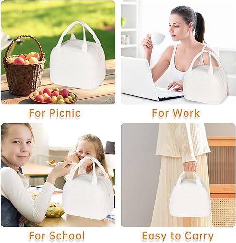 Miniatura 7 de Bolsa de almuerzo para mujeres y hombres, lonchera reutilizable aislada con asa, diseño a cuadros a prueba de fugas para oficina, escuela, picnic