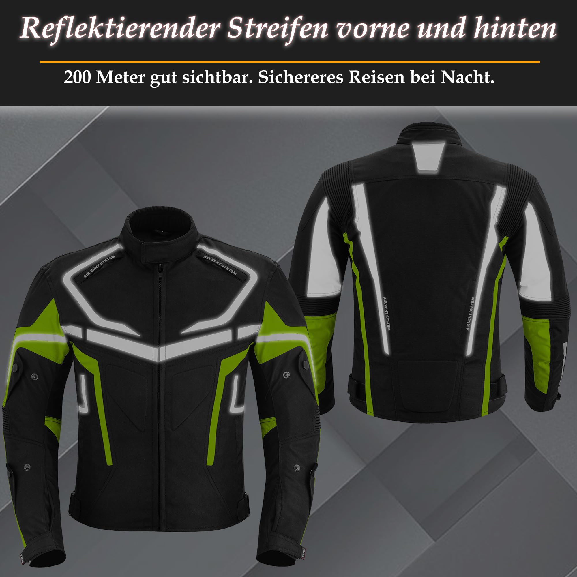 Wasserdichte Motorradjacke CE Armor Cordura Motorrad Winddichte Jacken Ganzkörper-Schutzausrüstung Gepanzerte