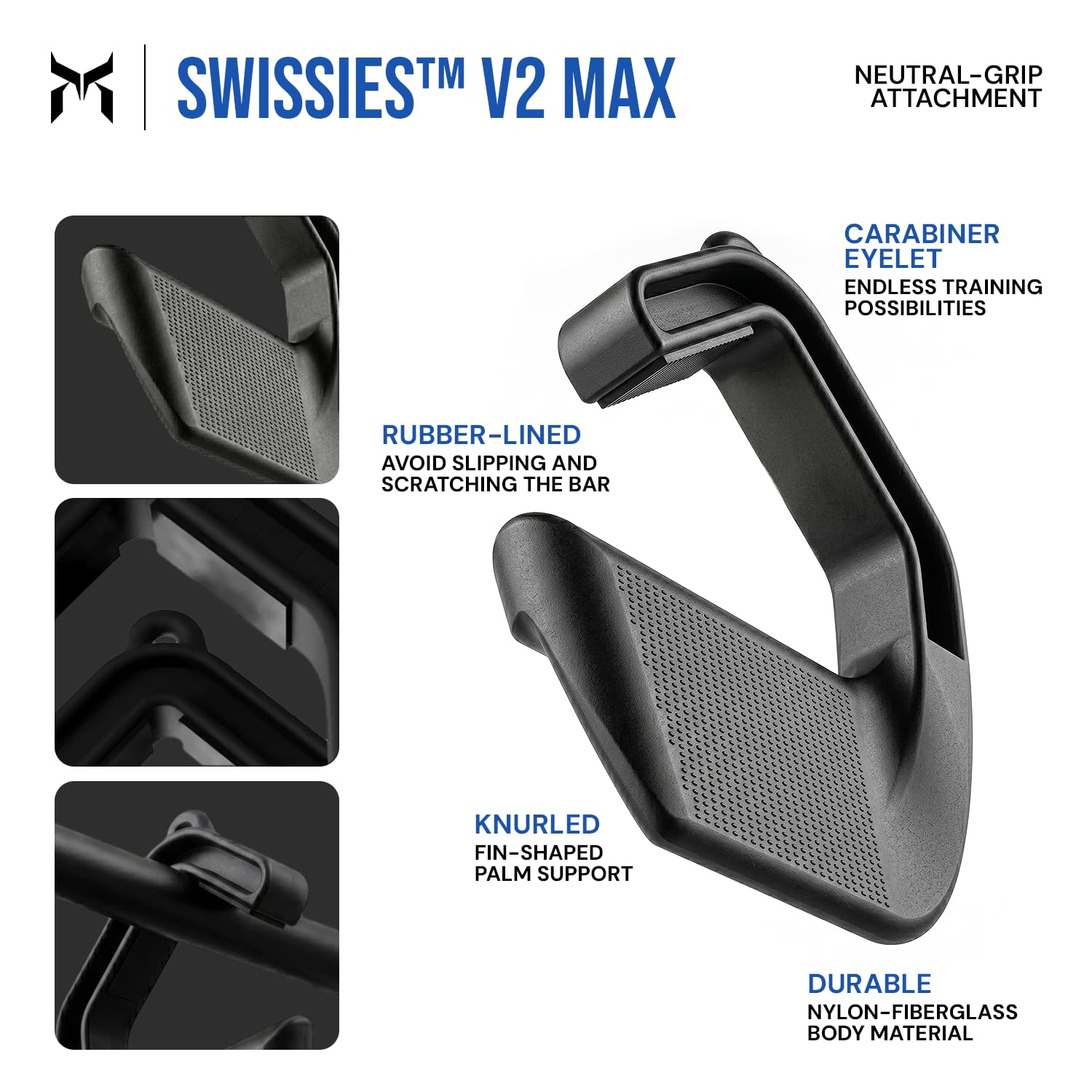 KENSUI Swissies V2 MAX: Ergonomiczny uchwyt mocujący do drążków, sztangi, kabli i taśm oporowych