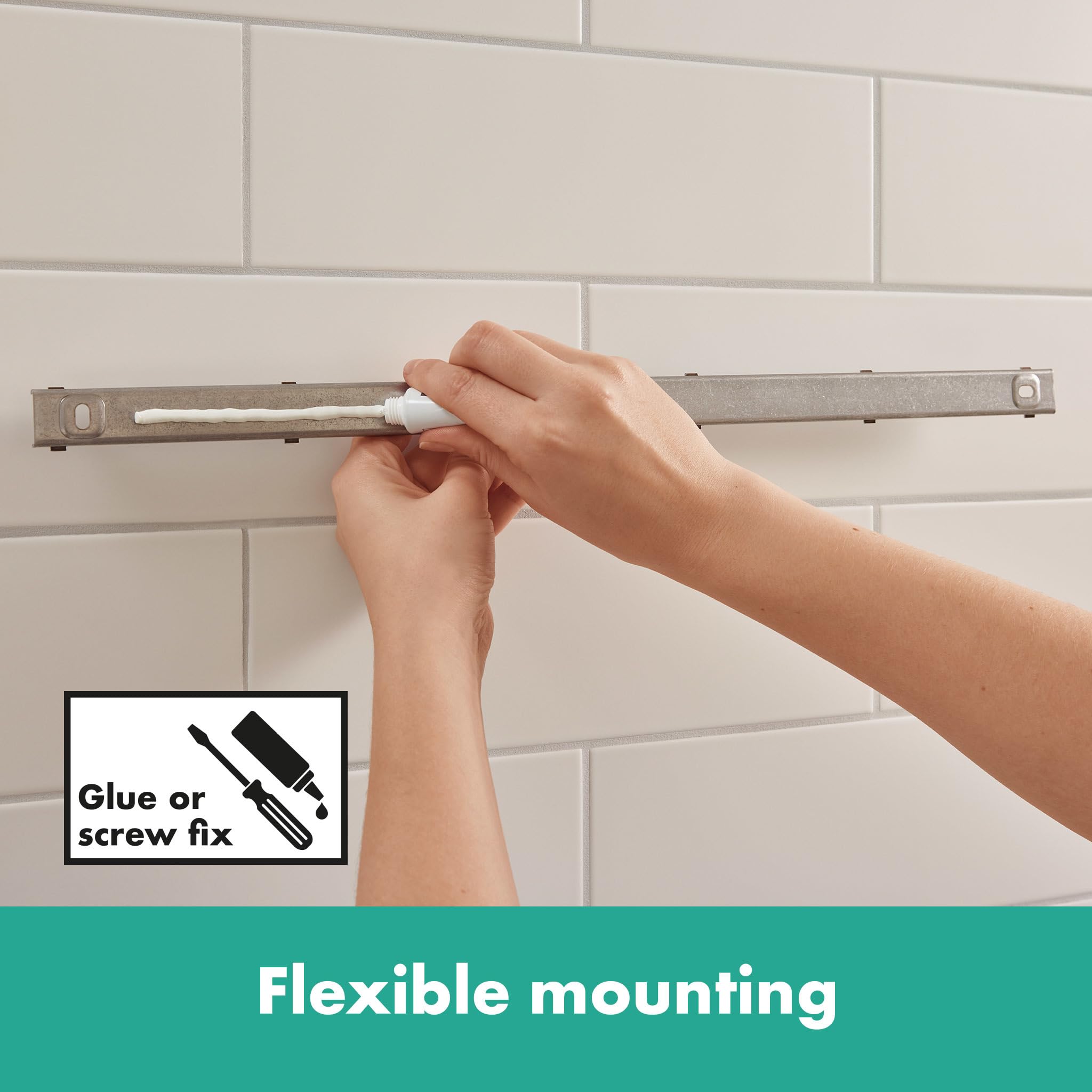 hansgrohe WallStoris Planet Edition - barra mural 70 cm sirve de base para los accesorios WallStoris, organizador baño, accesorios baño, sin taladro, arena 28911210