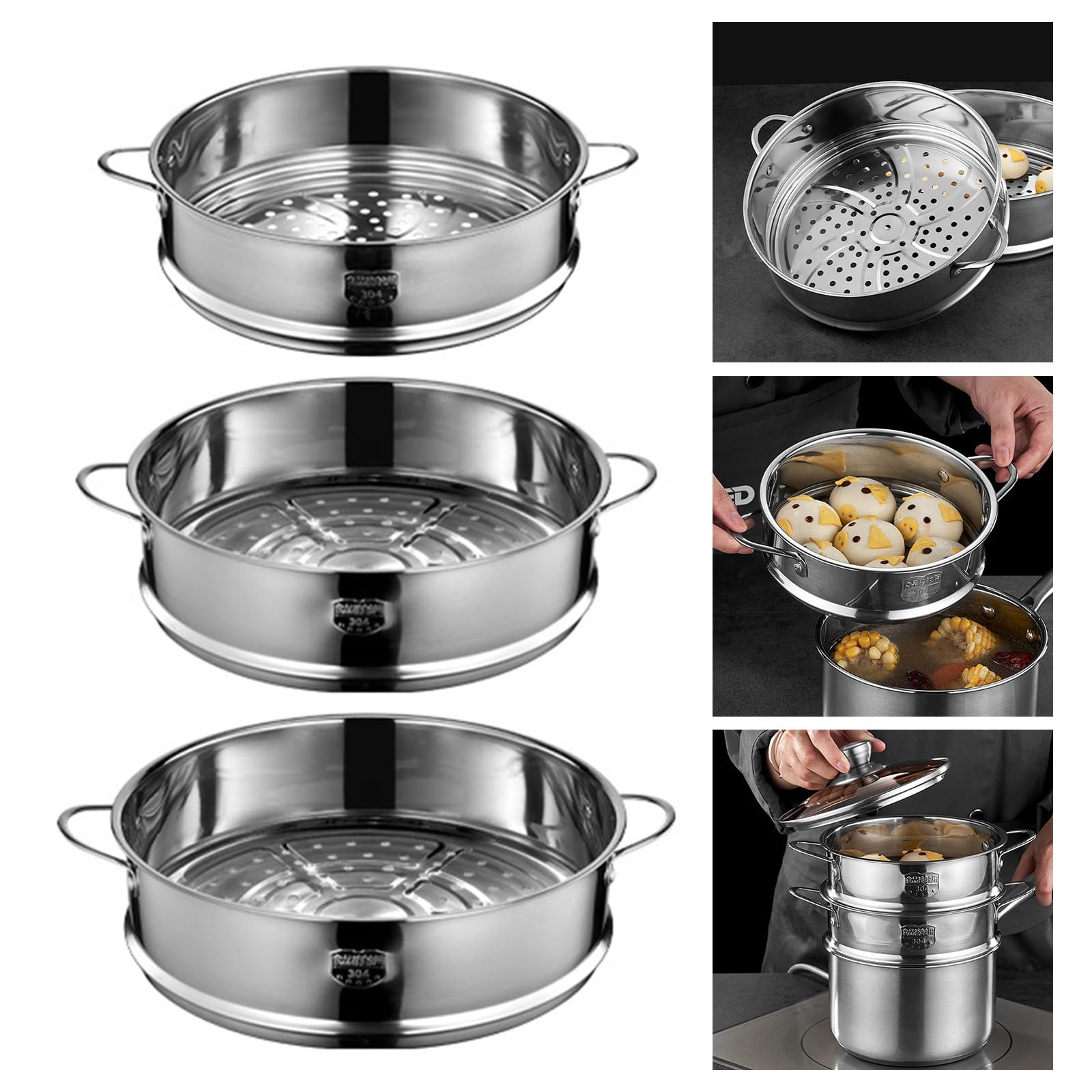 Amazon | 316 ステンレス鋼の蒸し器調理食事食品の調理に適した