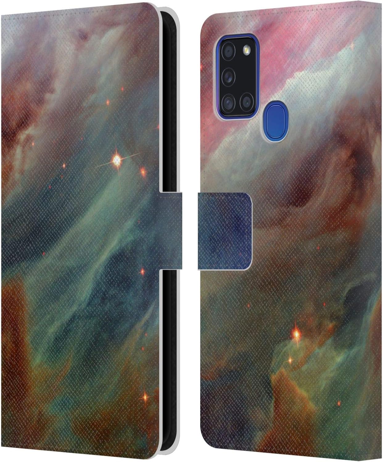 Head Case Designs Officially Licensed Cosmo18 Star Cluster Space Leather Wallet Case Compatible with Samsung Galaxy A21s (2020)