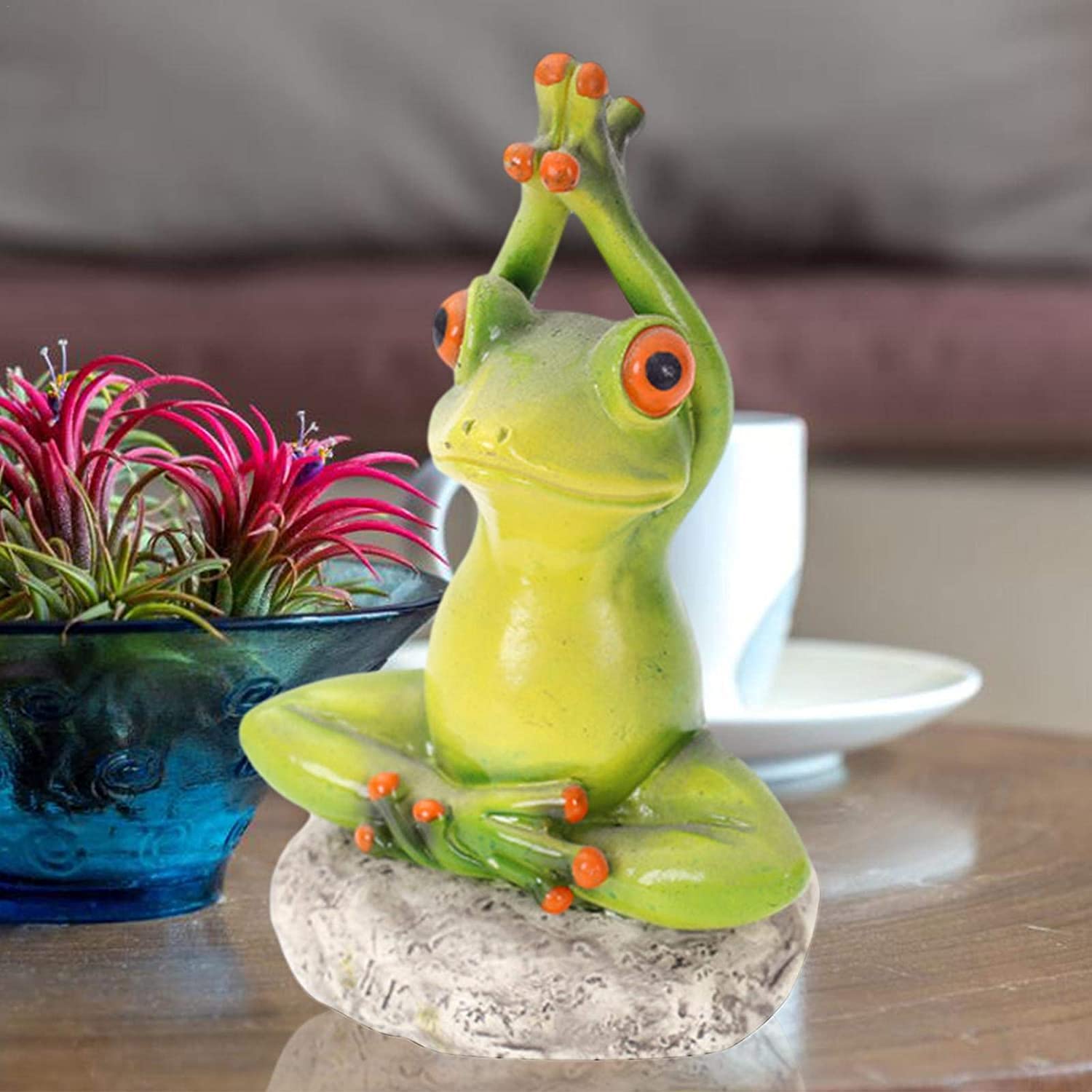 Yoga Kikker Yoga Zen-decor Miniatuur Beeldje Een Mediterende Kikker Cartoon Dier Standbeeld Dier Standbeeld Tuin Decor Beeldjes Dieren in De Tuin Bureaublad Hars Cupido