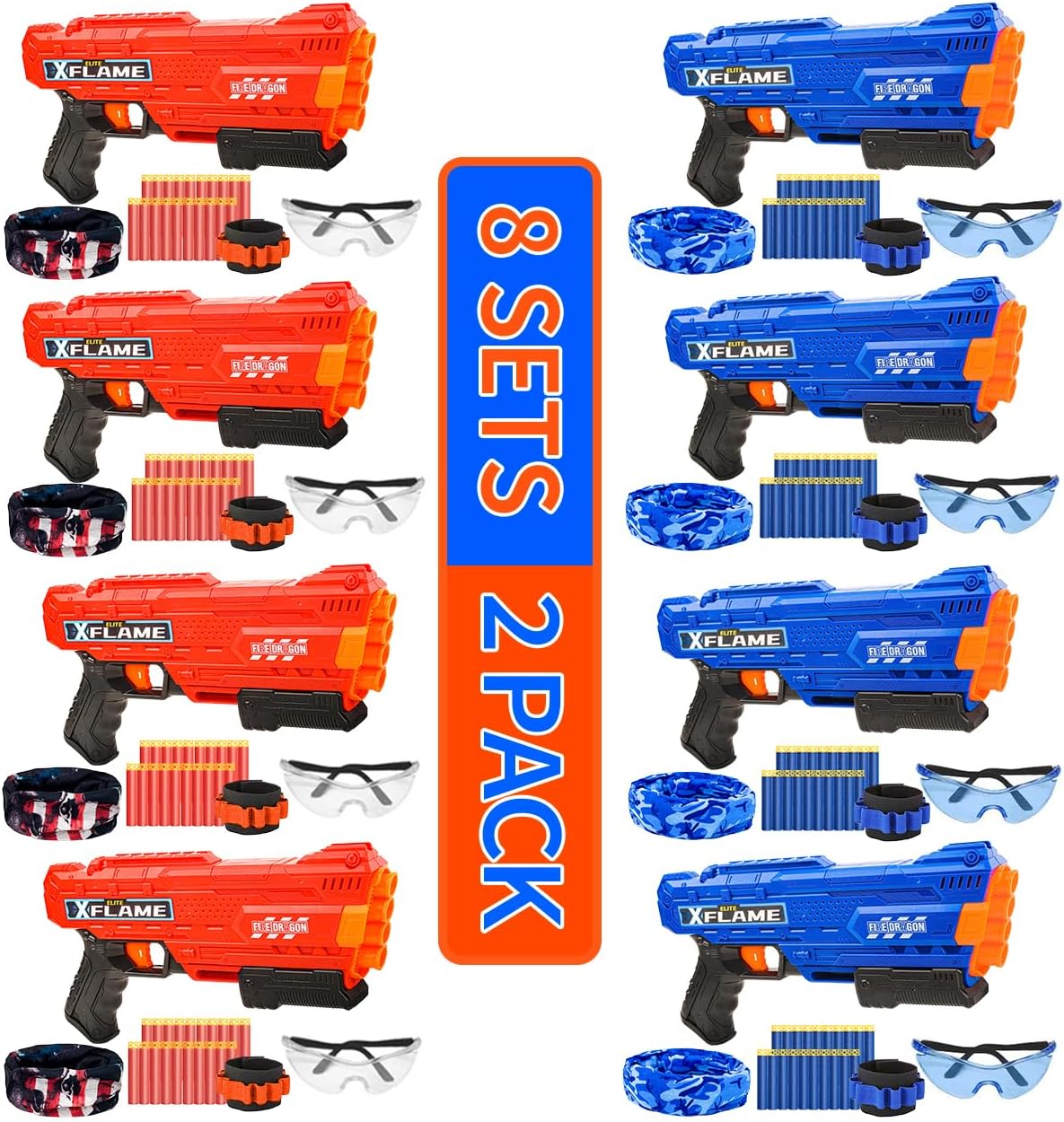 Banvih 8 Big Gun Set for Nerf Party Supplies and Favors
