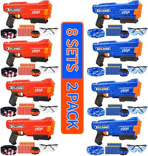 Banvih Juego de 8 pistolas grandes para suministros y recuerdos de fiesta Nerf, adecuado para cumpleaños de niños, paquete de fiesta de guerra Nerf