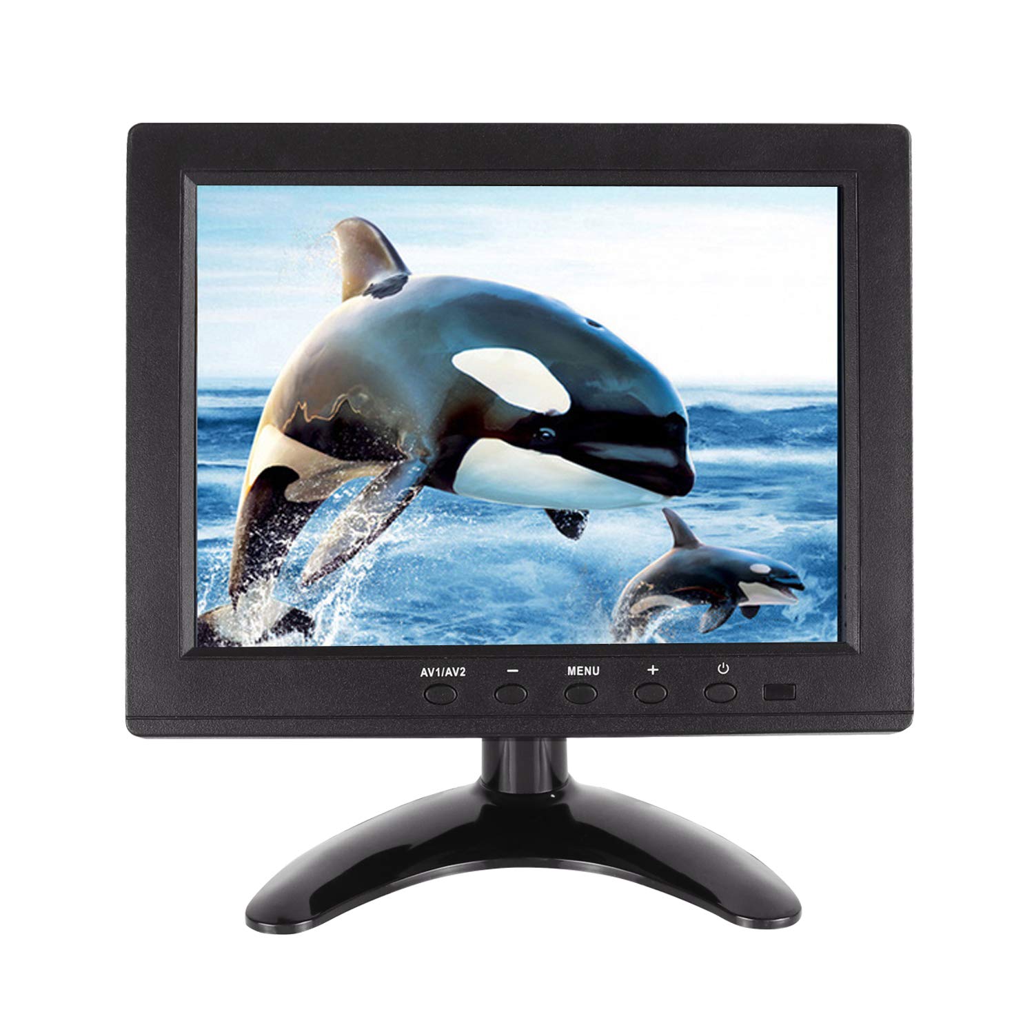 Monitor di sicurezza 8 pollici CCTV Monitor 1024x768 FHD con telecomando, monitor PC con ingresso VGA HDMI BNC AV USB, altoparlante incorporato grandangolare a 178 ° per Raspberry Pi Game
