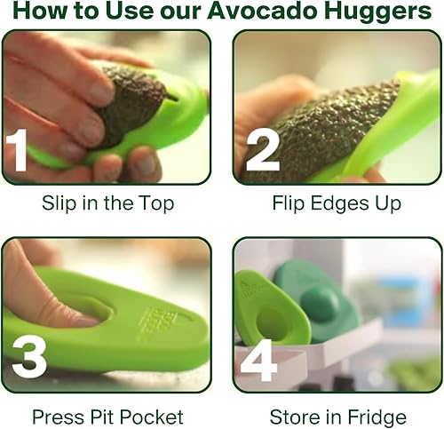 Miniatura 3 de Food Huggers Kit de iniciación Zero Waste (7 piezas) - Fundas protectoras de aguacate (juego de 2) + reutilizables de silicona para guardar