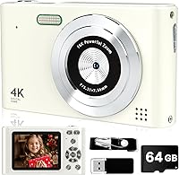 Vista 9 de Cámara digital, 44MP Full HD 1080P Cámara de punto y disparo con tarjeta de 64GB, cámara de vlog compacta con zoom 16X anti-shake, cámara digital