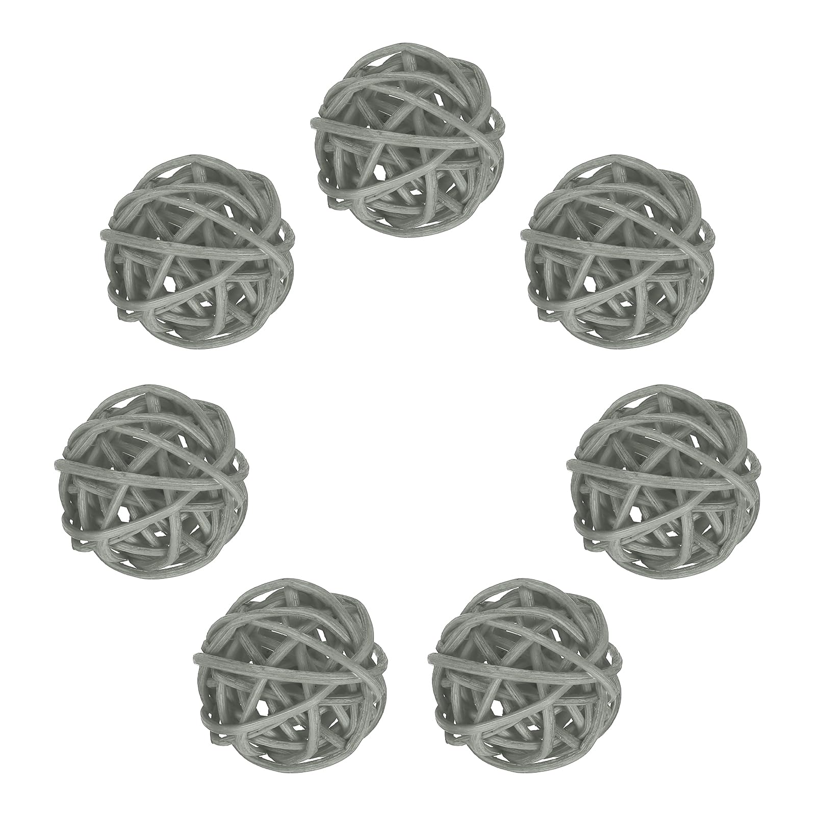 sourcing map 7Pcs Gray Wicker Rattan Balls for Bowl Centerpiece 1.2 Inch Dia Rattan Wicker Twig Orbs Spheres Decorative Balls for Vase Home Dining Table Wedding Decor
