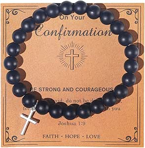Pulsera De Cruz Con Piedras Naturales Para Mujer, Ajustable, Ideal Como Regalo De Bautizo, Confirmación O Comunión