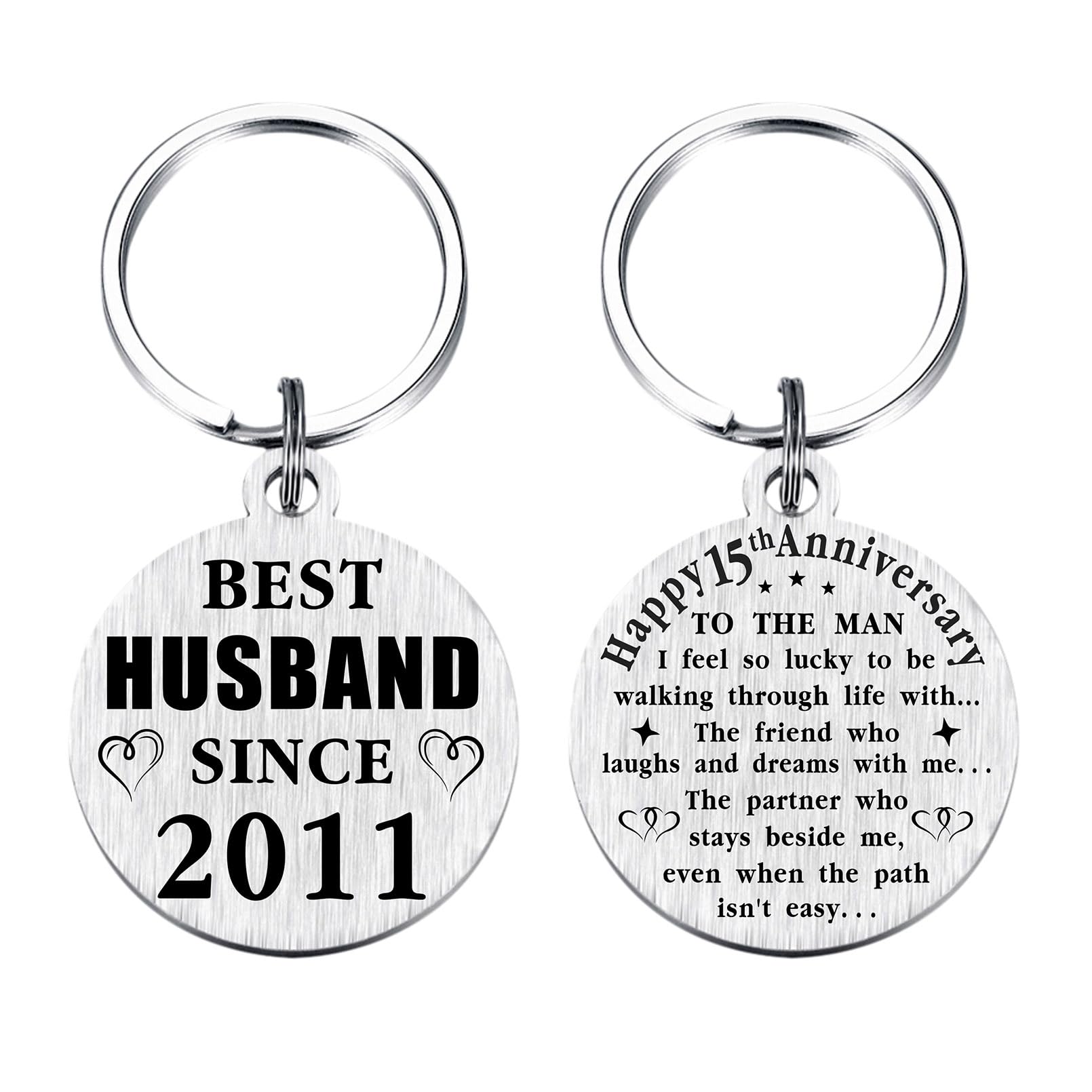 TANWIH 15th Wedding Anniversary Keychain Gifts, 15 Year Anniversary Decoration