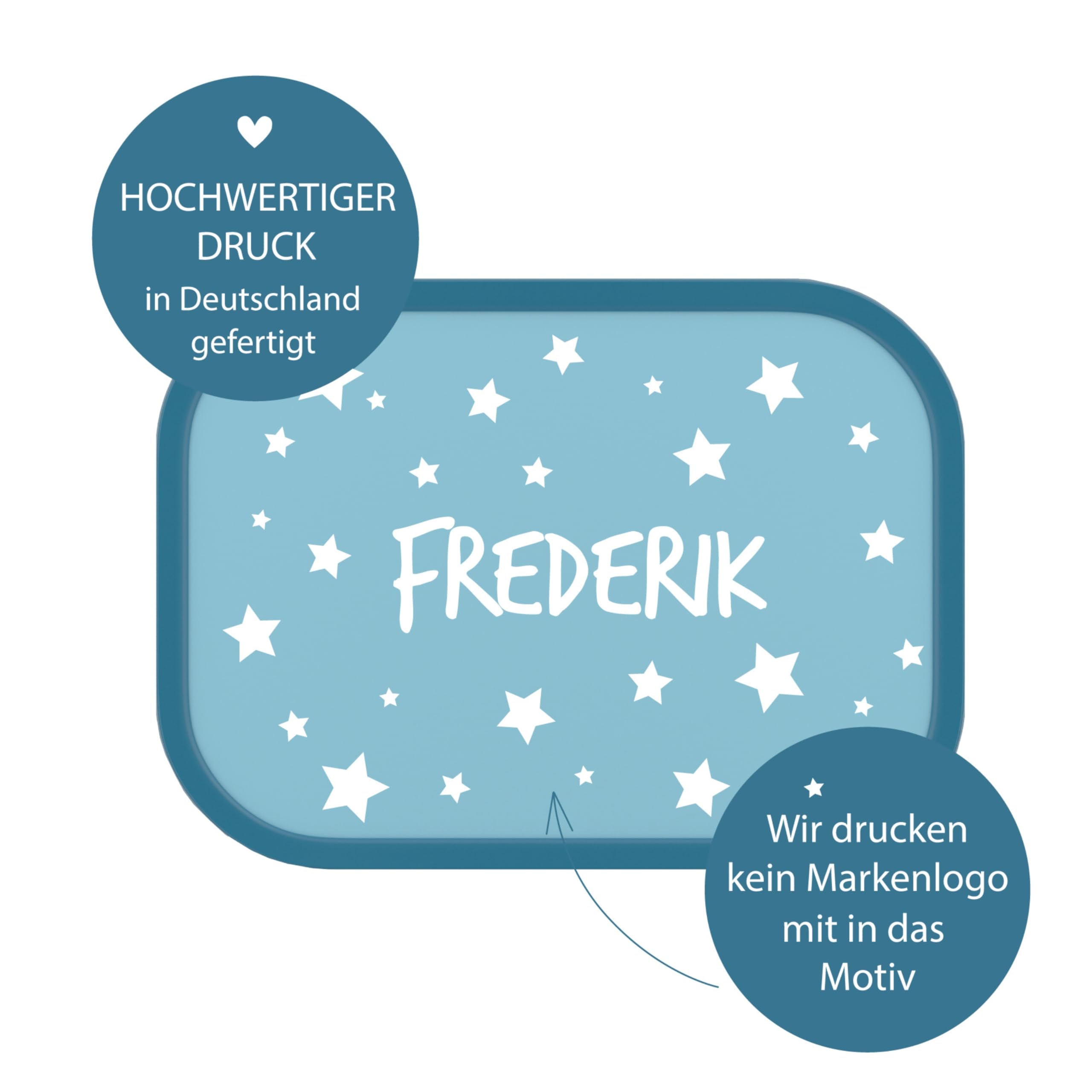 4youDesign Set: blaue Brotdose & Trinkflasche -STERNE- mit Namen für Kinder – 6 Farben, 3 Motive, inkl. Dosen-Einsatz, Gabel & Pop-Up Flasche (Cool Blue)