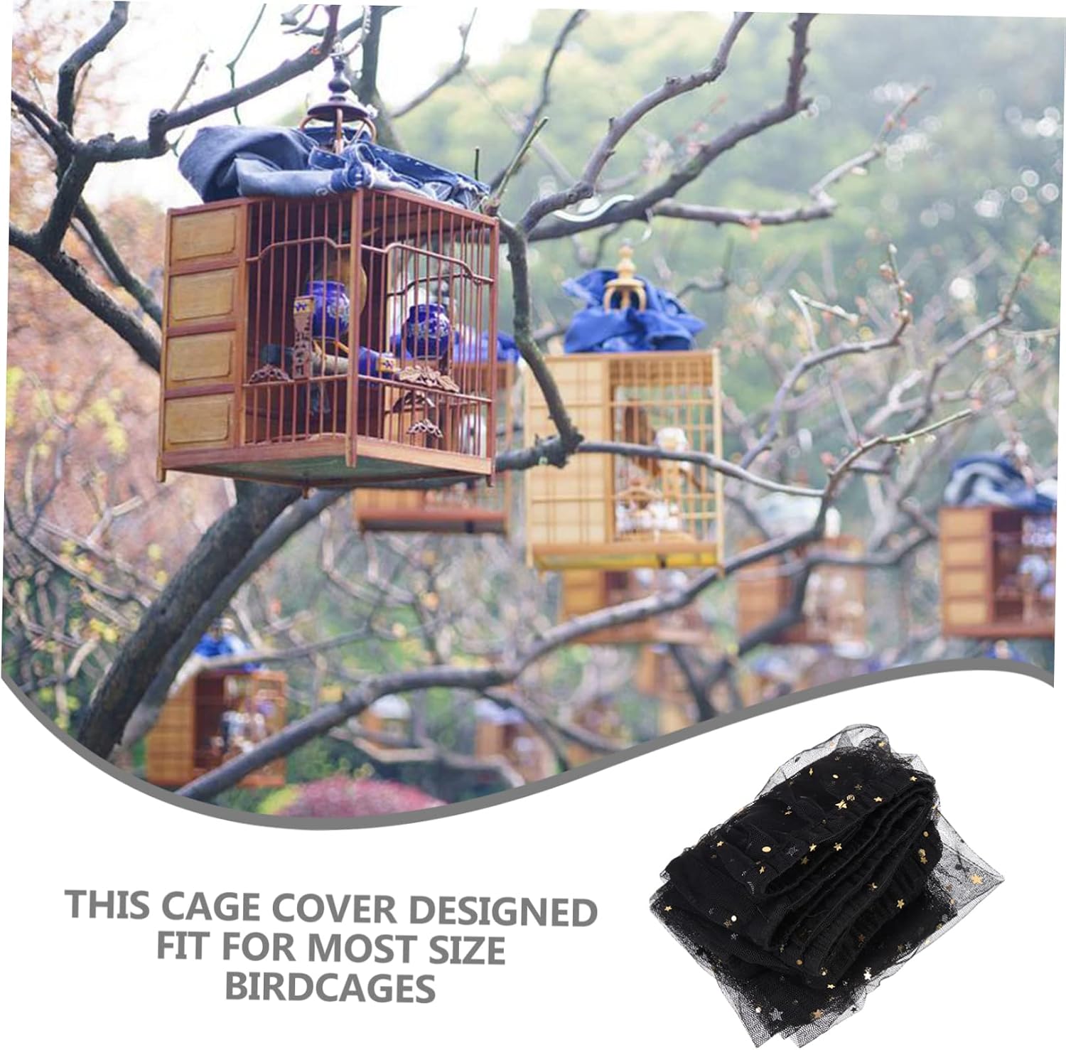 DOITOOL Birdcage Cover for Parrots Splash and Dust Design for Cage for Edge Birdcages High Black