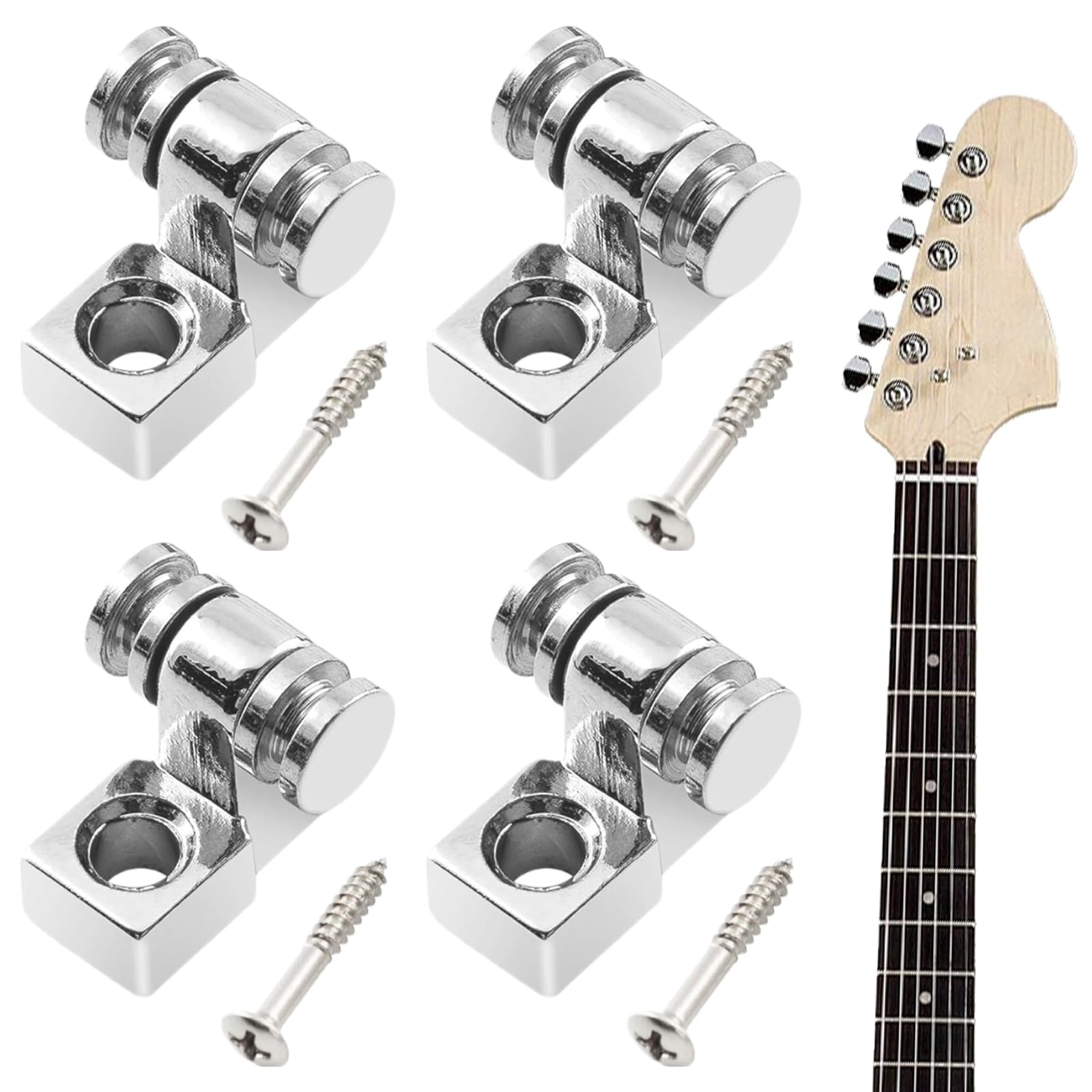 Guitar Roller String Trees Guides String Retainers for Strat Tele Style Electric Guitar Chrome(4 Pieces)