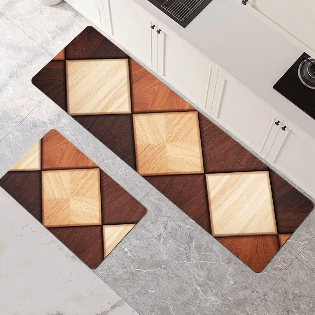Alfombras de cocina de 2 piezas lavables y antideslizantes juego terracotta 45x70 y 45x140cm