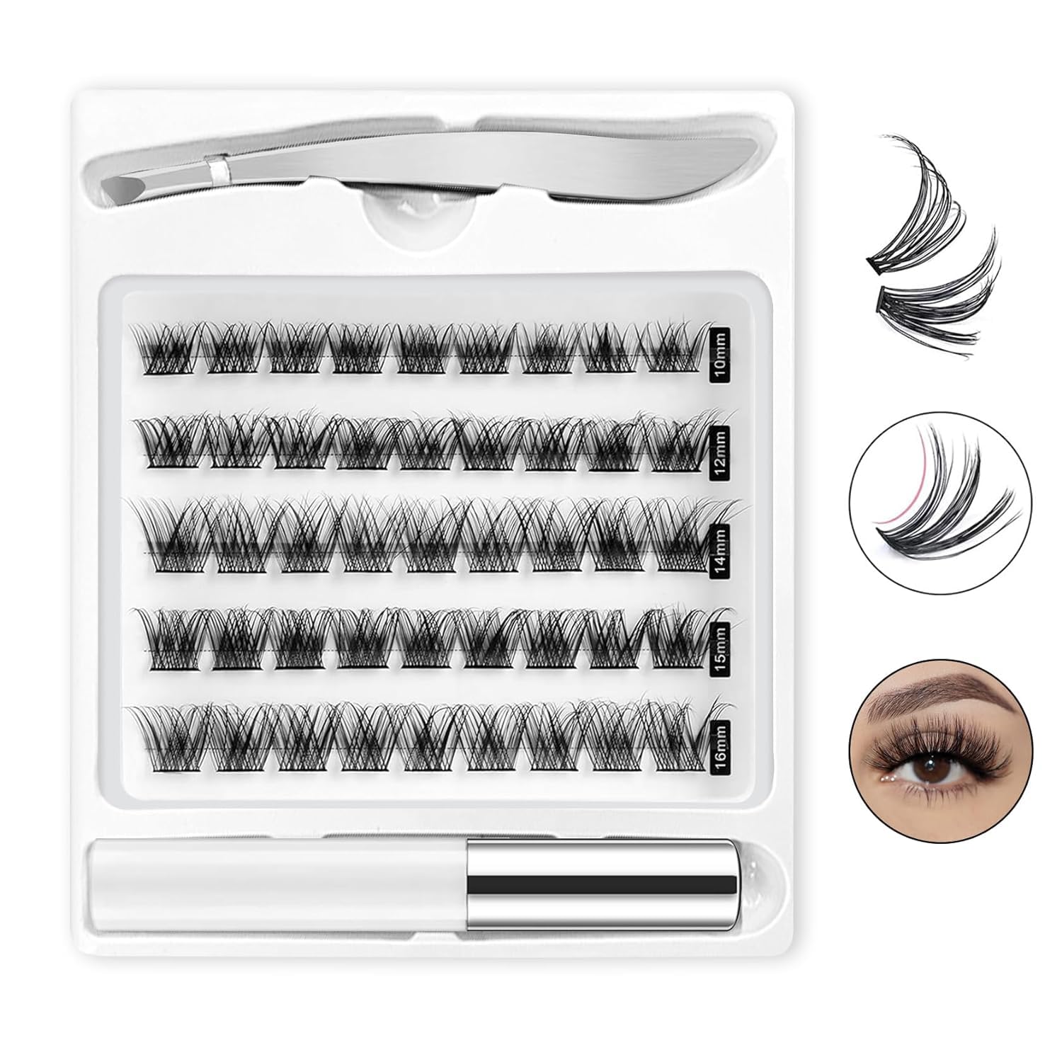 YXCFalse Eyelashes Natural Volume Wispy Faux Mink Lashes Lash Extension Kit Eyelash Extension Kit Natural Fluffy Lifelike Reusable Lash Kit DIY