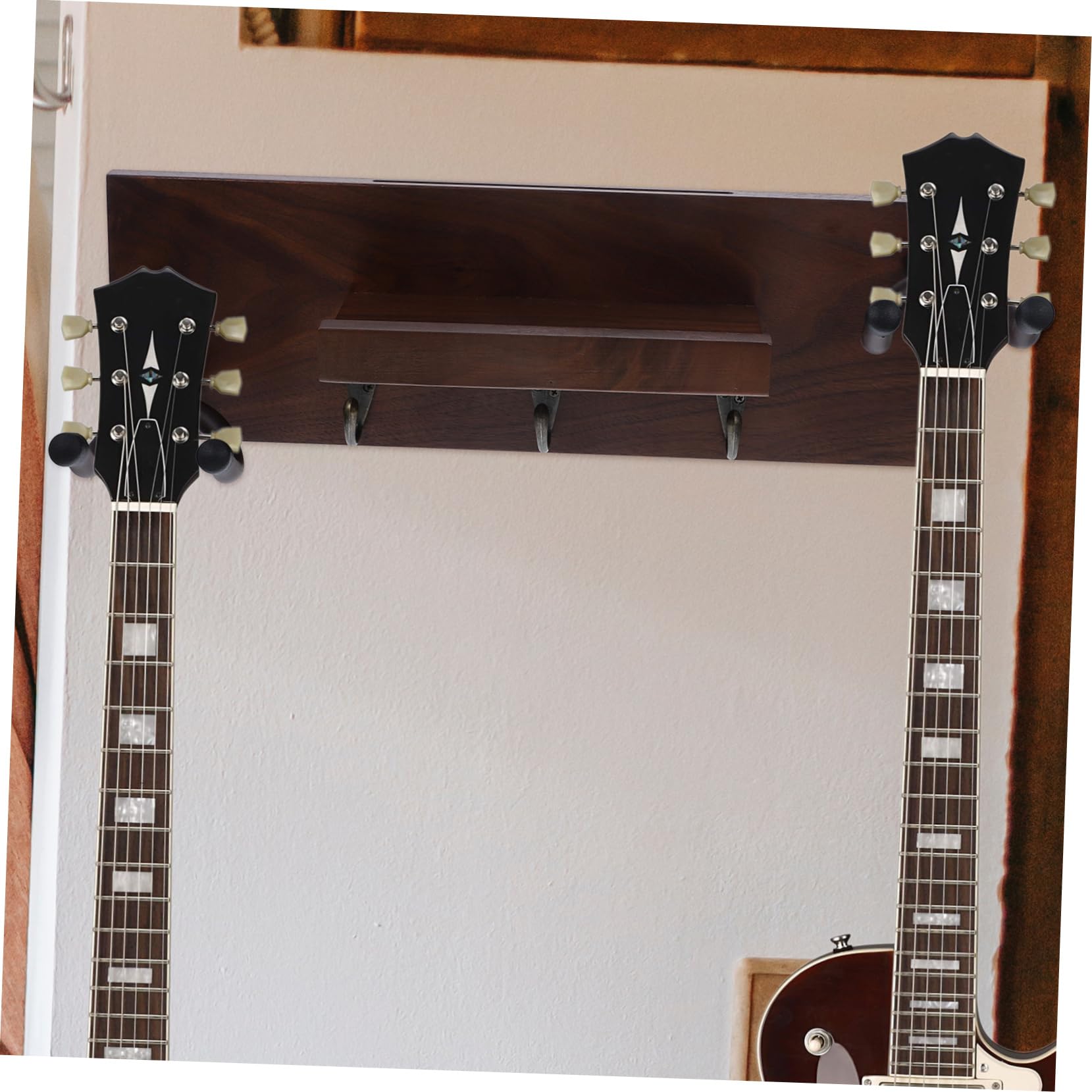 Abaodam Supporto da Parete per Chitarra, Gancio 4 in 1 per Chitarre Elettriche e Acustiche, Legno e Metallo, Stabile