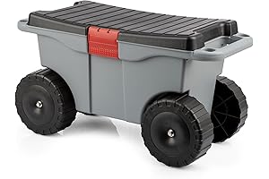 Rolling Garden Storage Cart by Pure Garden - Portable Plastic Storage with...