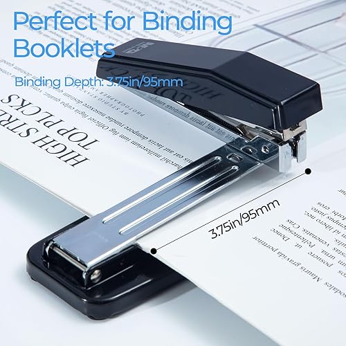 Miniatura 3 de M&G Engrapadora de escritorio, grapadora de oficina resistente con capacidad de 50 hojas, diseño de rotación de 360, incluye 1000 grapas, dos modos