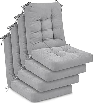 Juexica 4 Sets Outdoor Patio Chair Cushions Seat High Back Tufted Pillow Replacement Rocking Chair Cushions Pads for Patio Su