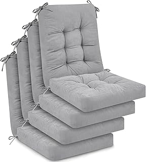 Juexica 4 Sets Outdoor Patio Chair Cushions Seat High Back Tufted Pillow...