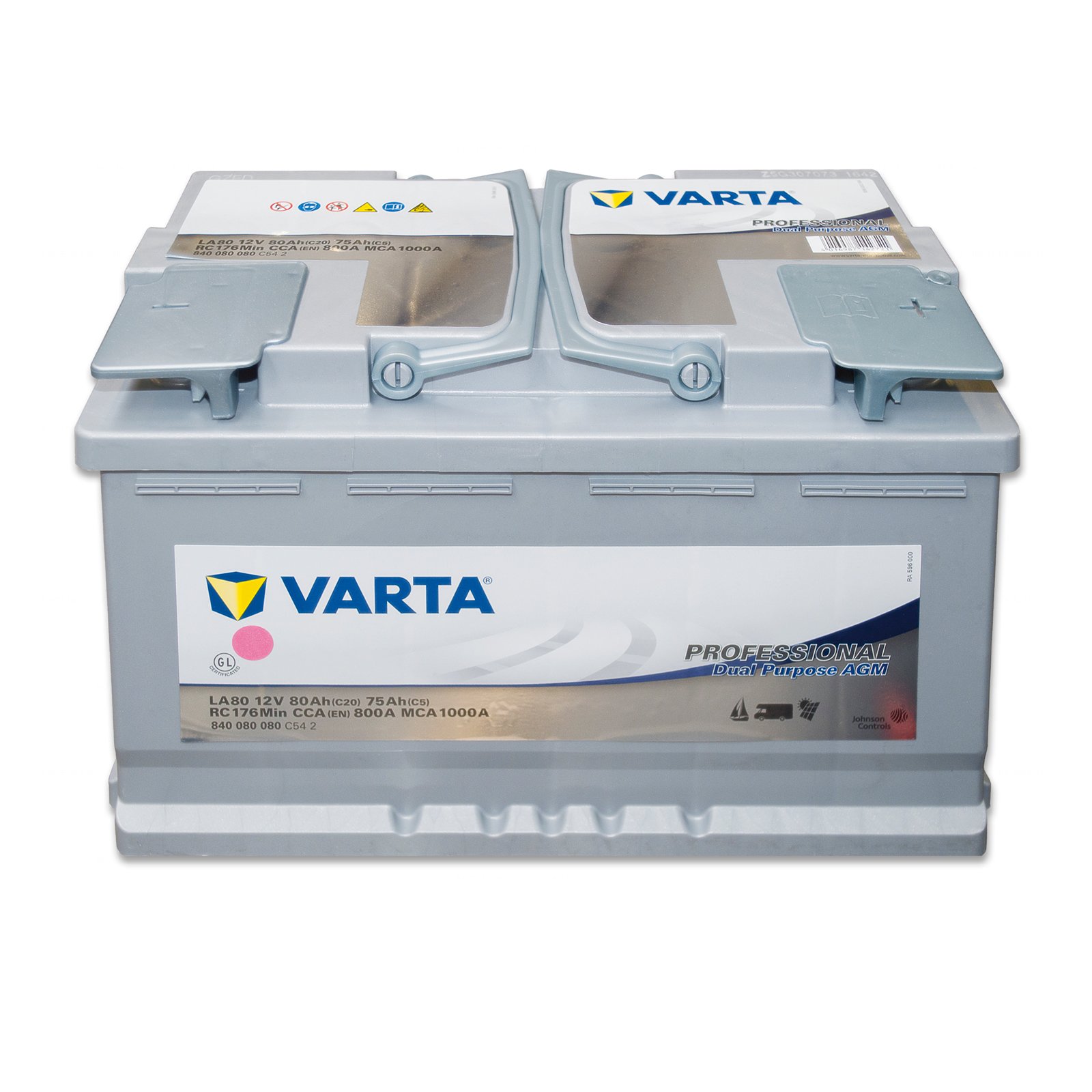 VARTA Professional Dual Purpose AGM Batterie für Caravans, Wohnmobile & Boote – 12V 80Ah 800A (LA 80) – Versorgerbatterie & Starterbatterie in einem