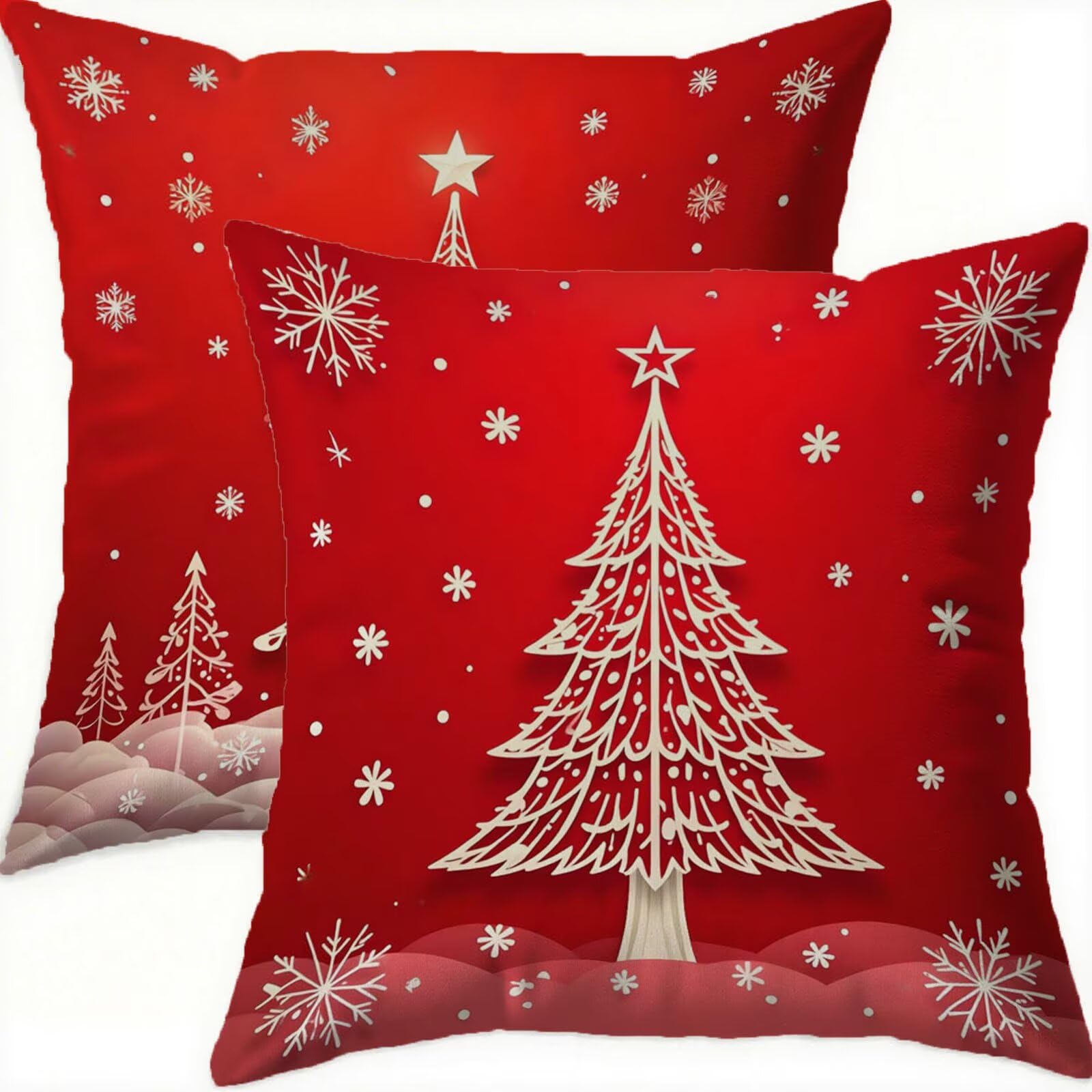 Housse coussin 70x70 rouge velours Noël pour créer une ambiance chaleureuse au salon