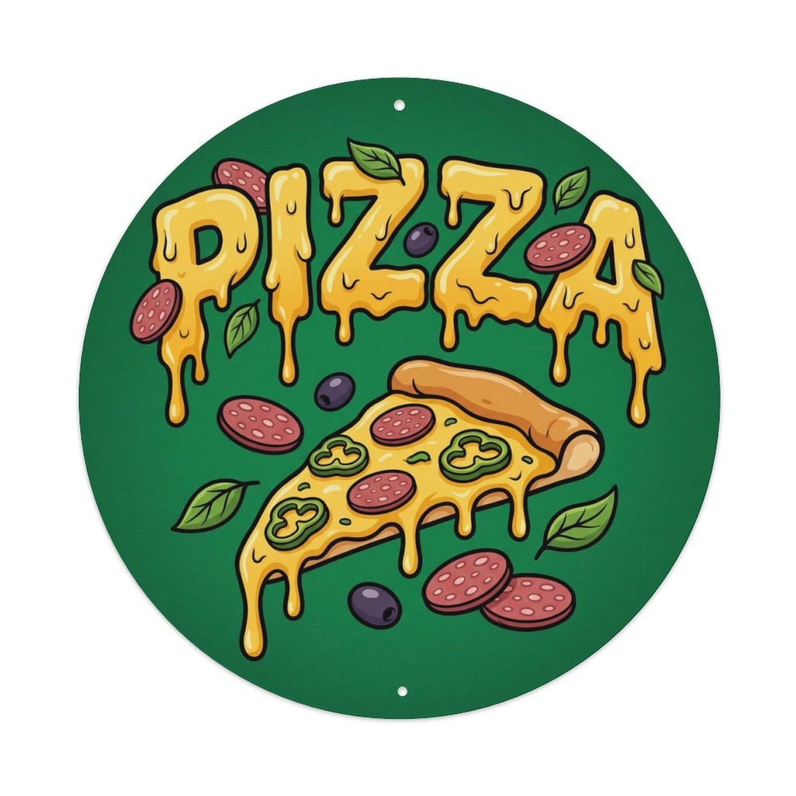 Cwbufd Vintage Style Vintage Pizza Slice Poblano Pepper Vintage Metal Tin Sign Plaque Wall Decor For Cafe, Club Bar, Office, Garden Metal Poster 8X8inch