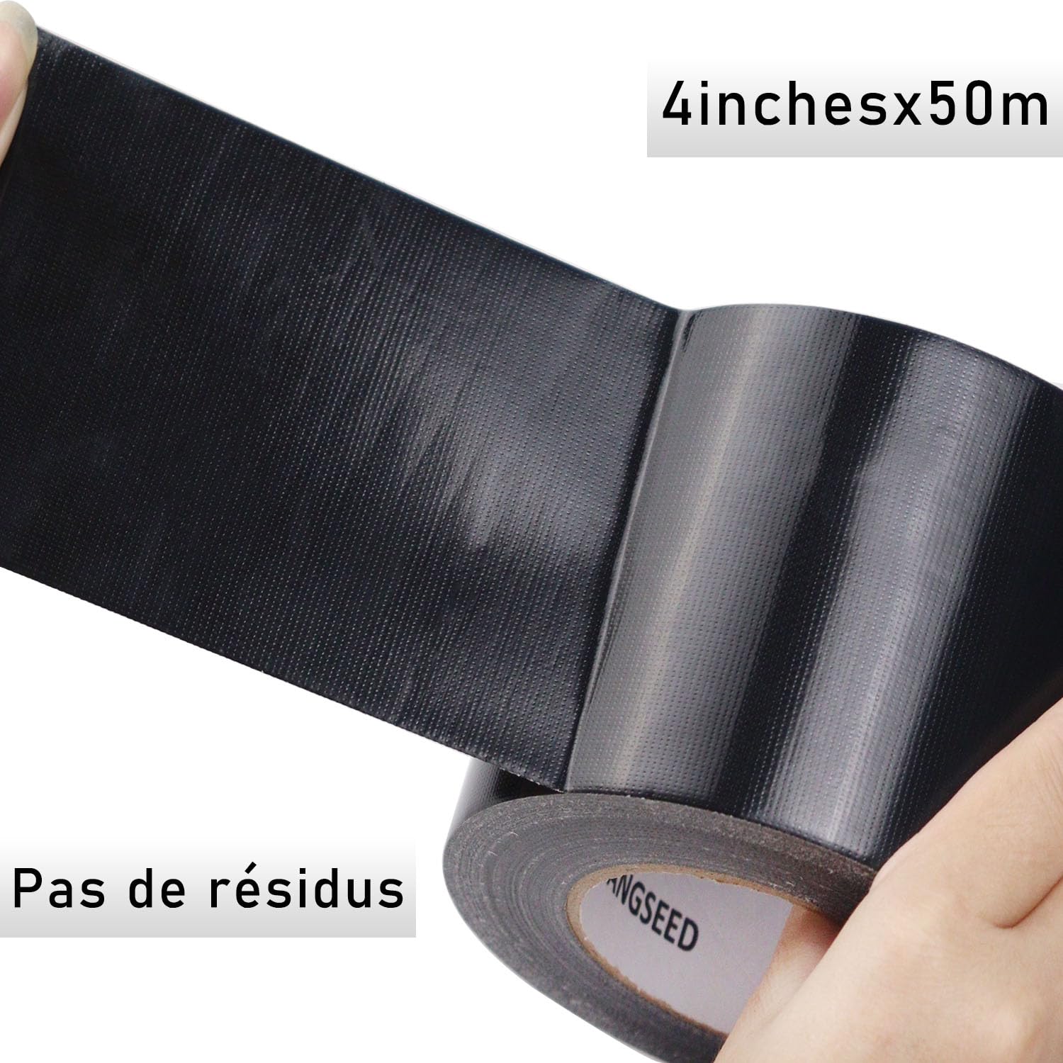 CHUANGSEED Lot de 1 rubans adhésifs en toile resistant noir 100mm x 50m, gaffer large noir,ruban adhésif americain de réparation d'étanchéité,heavy duty duct tape black,fixation,Réparation de tentes
