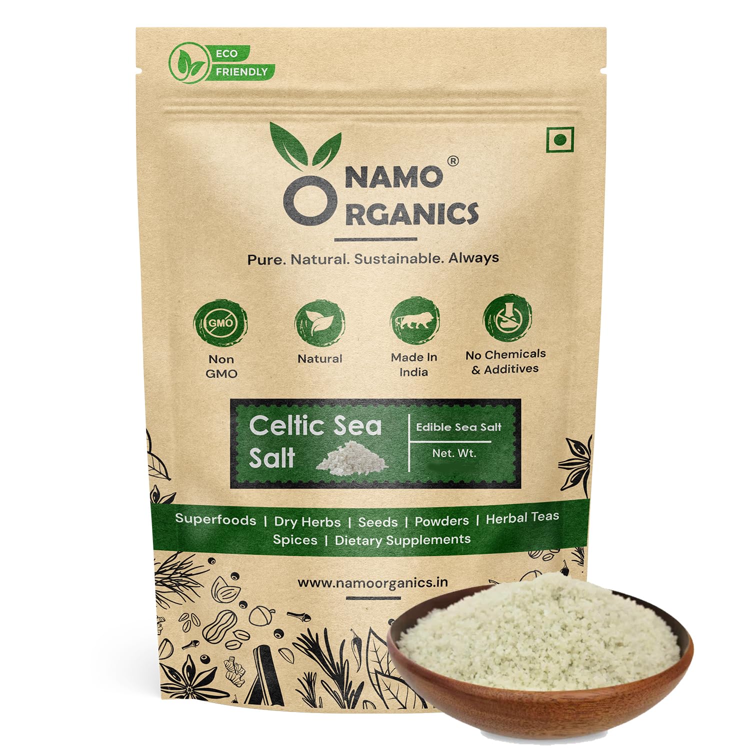 Namo Organics - Organic Celtic Sea Salt (SEL GRIS) - 500g- Premium | Full of Mineral | 100% Natural, Hand Harvested Sea Salt