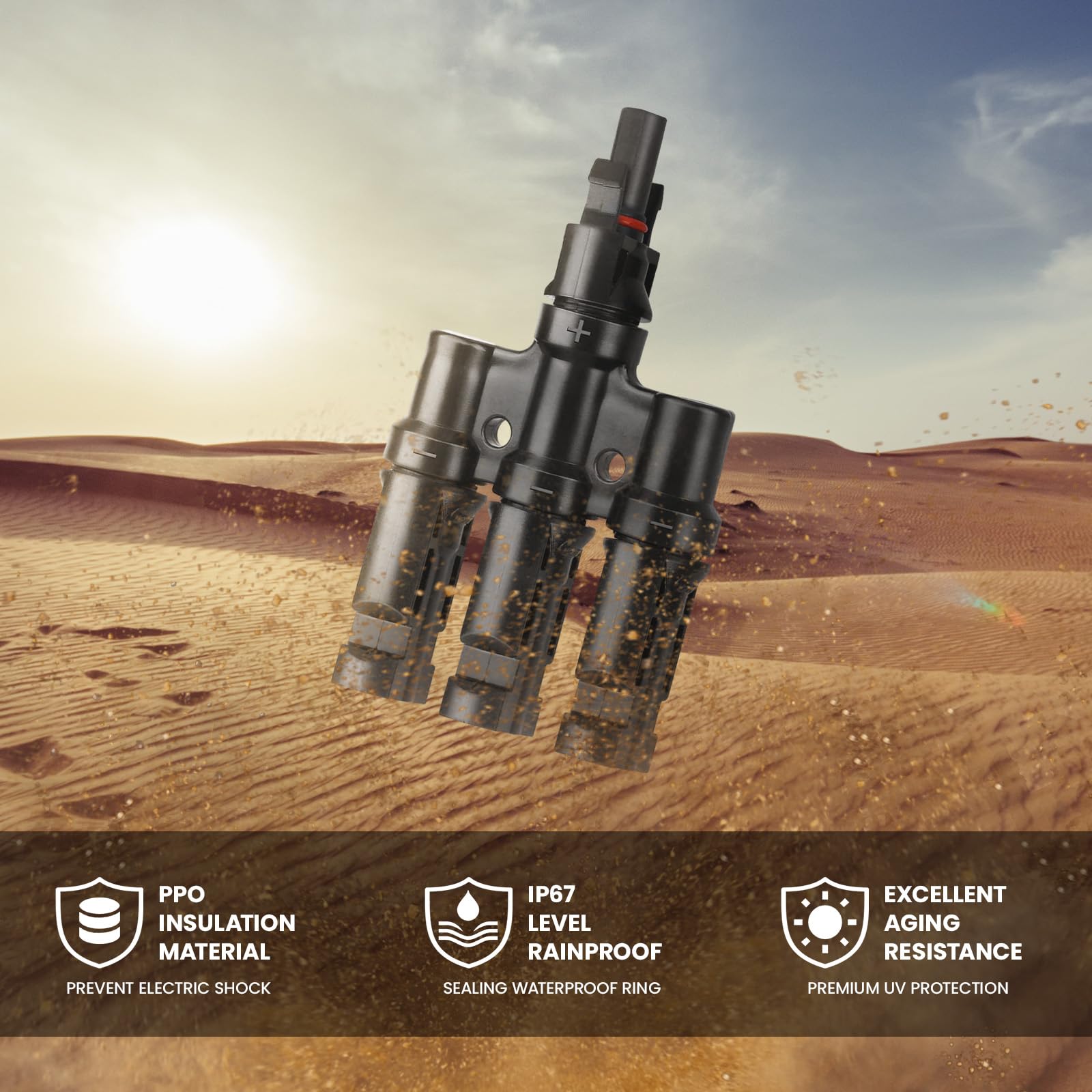 Pjerjzn Solar Panel Connector 3 to 1 Solar Y Branch Solar Panel Splitter 3 Way 1000V Y Branch Solar Panel Parallel Connectors for Parallel Connection Solar Panels (1 Pair 3 to 1)