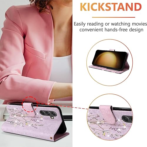 Miniatura 3 de UEEBAI Funda tipo cartera para Samsung Galaxy S23 5G, funda de cuero PU con función de soporte, bloqueo RFID, funda con tapa, ranuras para tarjetas,