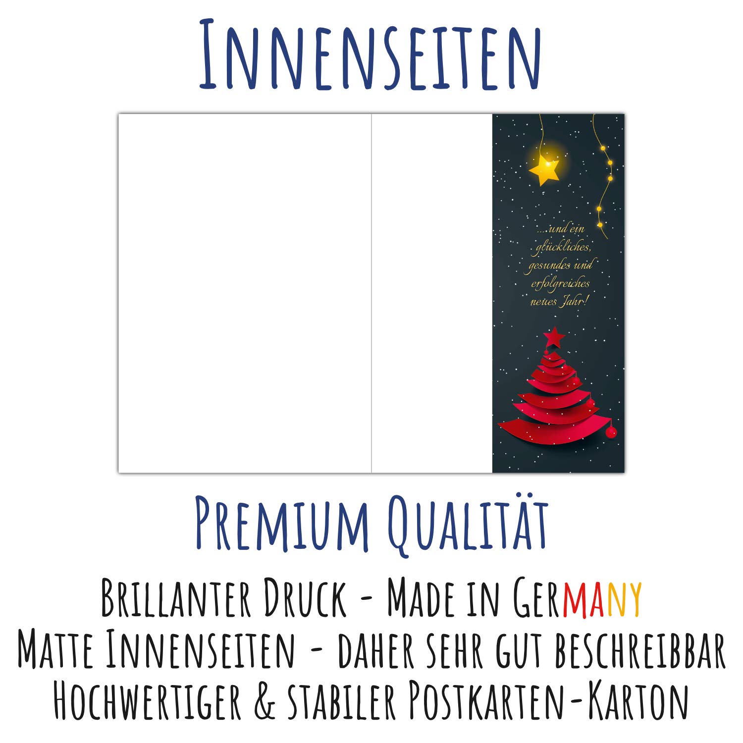 Weihnachtskarten-Set Mit Umschlägen (15 Stück) – Elegante Rote Weihnachtsbaum-Klappkarten, DIN A6, Made In Germany