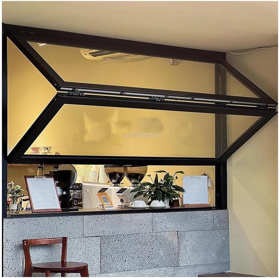Concession Window Aluminum Alloy Food Truck Service with Horizontal Sliding Screen Windows,Metal House Window, Aluminum Alloy Manual Sliding Windows with Tempered Glass, Flush Mount Ventilat