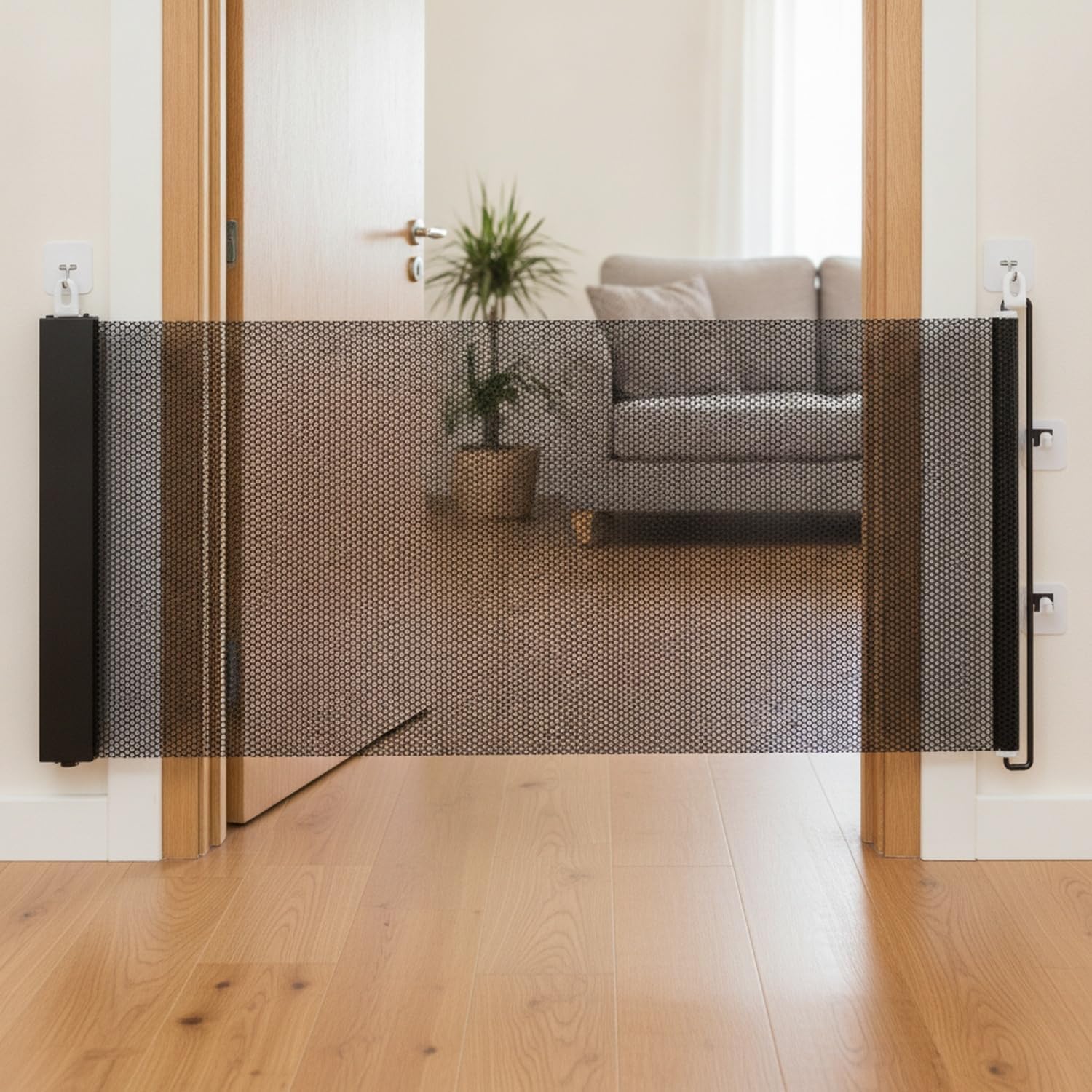 Barrière De Sécurité Rétractable Et Réglable pour Animaux De Compagnie, en Maille PVC Durable pour Portes Et Escaliers, Convient Aux Largeurs De 120 à 140 Cm, Idéale pour Les Chiens Et Les Chats.