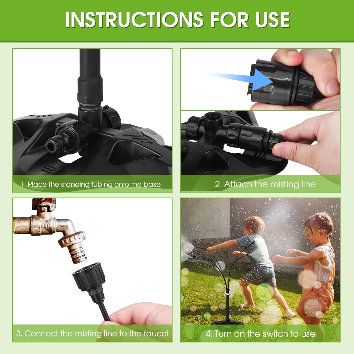 Standing Misters for Outside Patio, Adjustable Mister Cooling System with 26.2Ft(8M) Misting Line,Portable Standing Patio Mister Hose for Kids Water Playing, Pet Cooling, Pool, Garden Watering