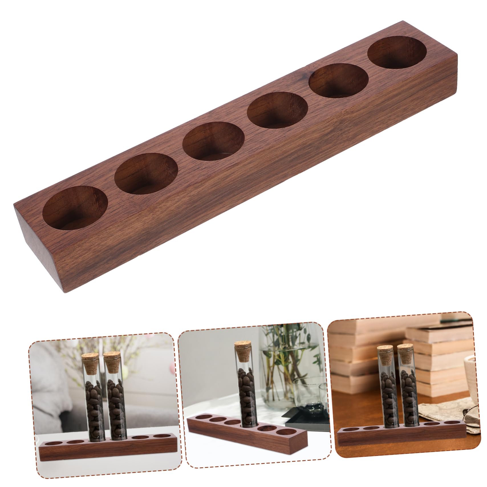 Cabilock Supporto Per Provette in Legno Per Chicchi Di Caffè 5 Pezzi Robusto E Versatile Espositore Per Provette