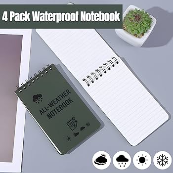 4pcs Waterproof Notebook, Mini Pocket Notepads, 3x5in All Weather